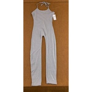 Icon Apparel Womens Size Small Fitted Heather Gray Halter Neck Jumpsuit NWT